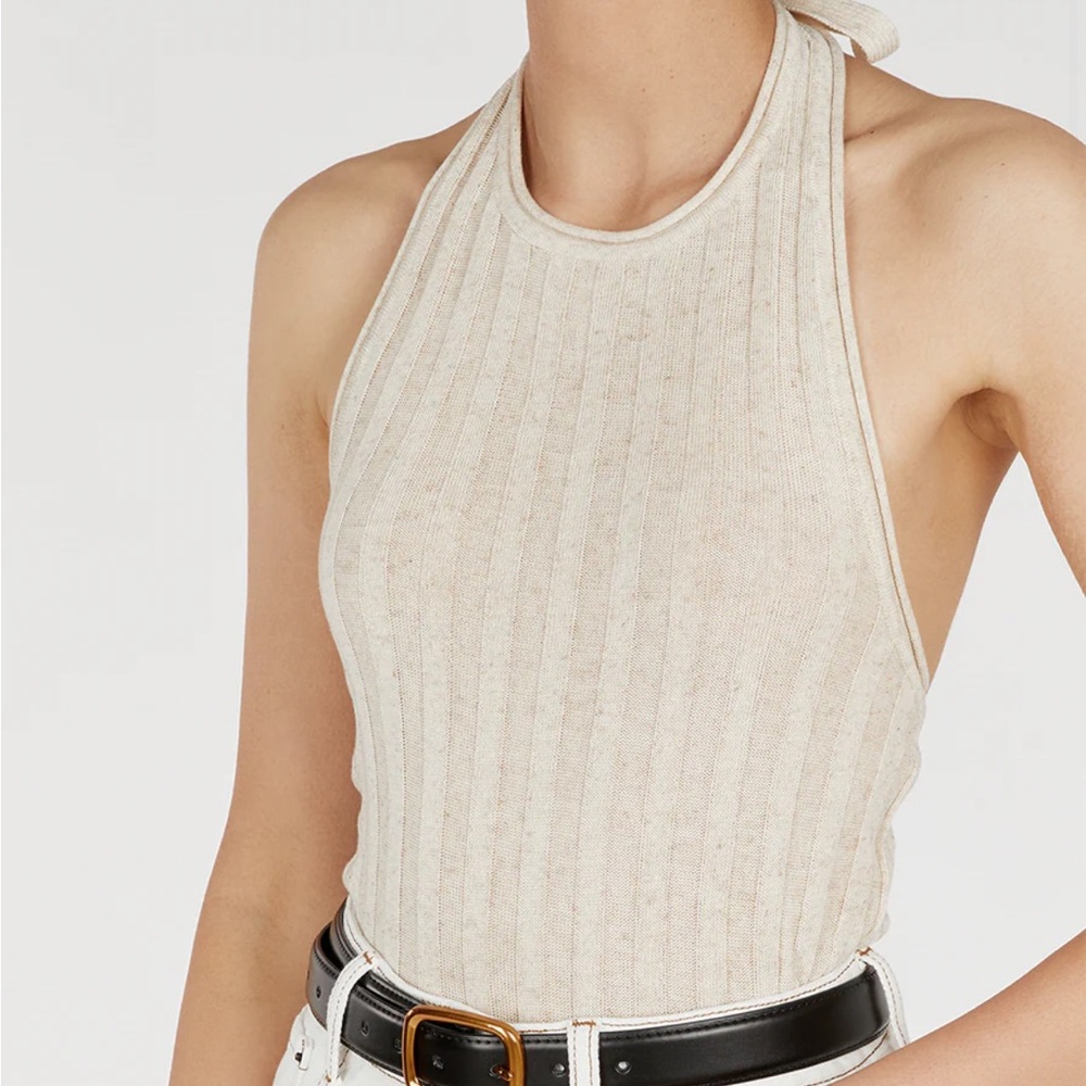 DISSH Cream Ribbed Tank Top